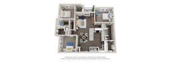 3 bedroom 2 bathroom floor plan at Laney, Augusta, 30909