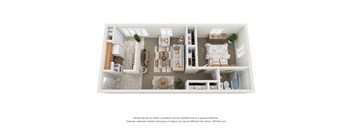 a 1 bedroom apartment with a bathroom and a living room
