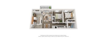 a 1 bedroom floor plan with a bathroom and a living room