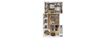 A detailed floor plan of a two-story residential apartment.