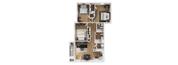 A detailed floor plan of a two-story residential apartment.