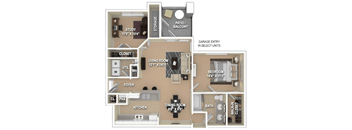 A floor plan of a house with a living room, dining room, kitchen, and a study.
