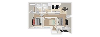 A cutaway drawing of a bathroom with a toilet, sink, and bathtub.