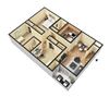 River Breeze Apartments, Newport News Virginia, 3x2 Chesapeake 3D floorplan