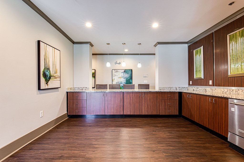 Clubhouse Kitchen Area at The Metro Apartments, Atlanta, Georgia