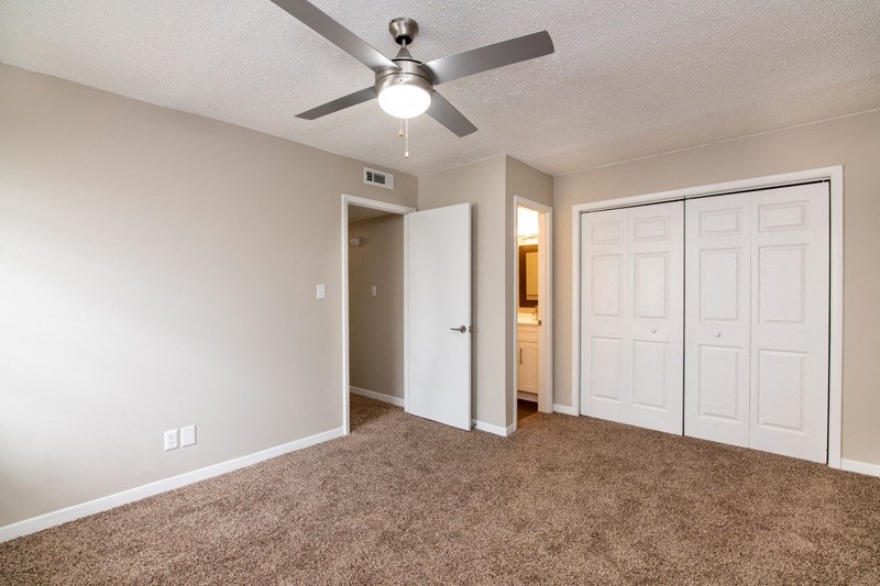 Bedroom with attached bathroom at The Cleo Apartments, Athens, 35611