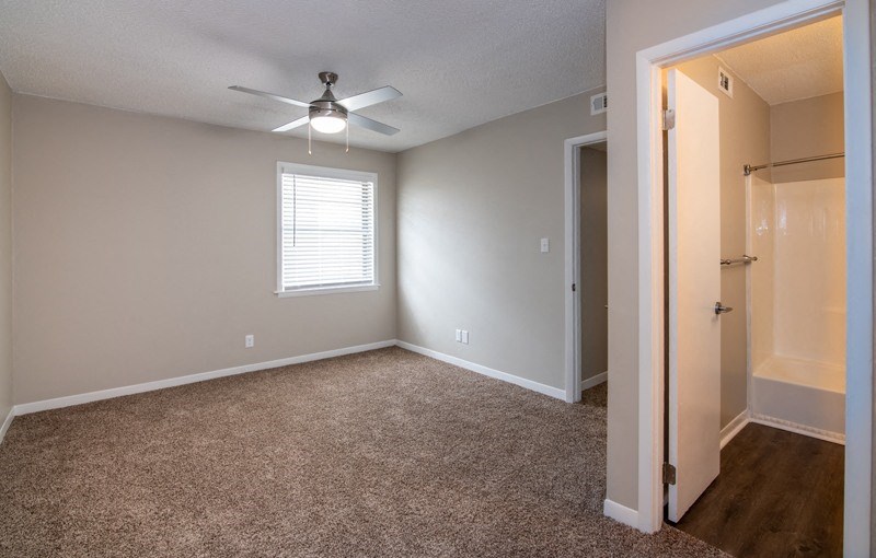 Bedroom window view at The Cleo Apartments, Athens, AL