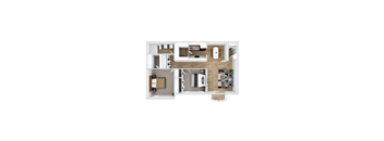 2 bed 1 bath floor plan A at The Ellis Apartments, Clarkston, Georgia