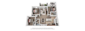 Three Bedroom Two Bath Floor Plan at Ventura at Turtle Creek, Rockledge, 32955