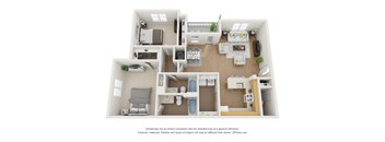 this is a 3d floor plan of a 824 square foot 1 bedroom apartment at the