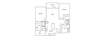2 Bed 2 Bath Floor Plan at Century Palm Bluff, Portland, 78374