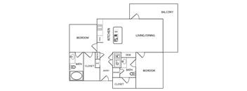 2 Bedroom 2 Bathroom Floor Plan at Century Palm Bluff, Portland, Texas