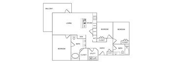 3 Bed 2 Bath Floor Plan at Century Palm Bluff, Texas