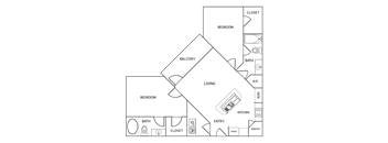 2 bedroom 2 bath Floor Plan at Century Palm Bluff, Portland