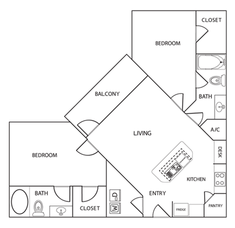 2 bedroom 2 bath Floor Plan at Century Palm Bluff, Portland