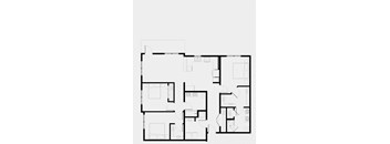 A black and white image of a floor plan with multiple rooms.