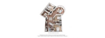 A floor plan of four-bedroom apartment for rent in Destin FL
