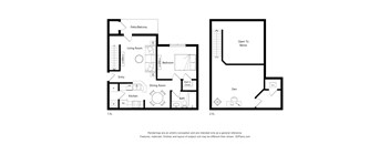 a hypothetical floor plan and a hypothetical diagram of a living room and a dining room