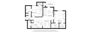 a floor plan of a living room with a bedroom and a dining room