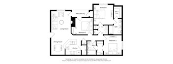 A black and white floor plan of a house with labeled rooms.