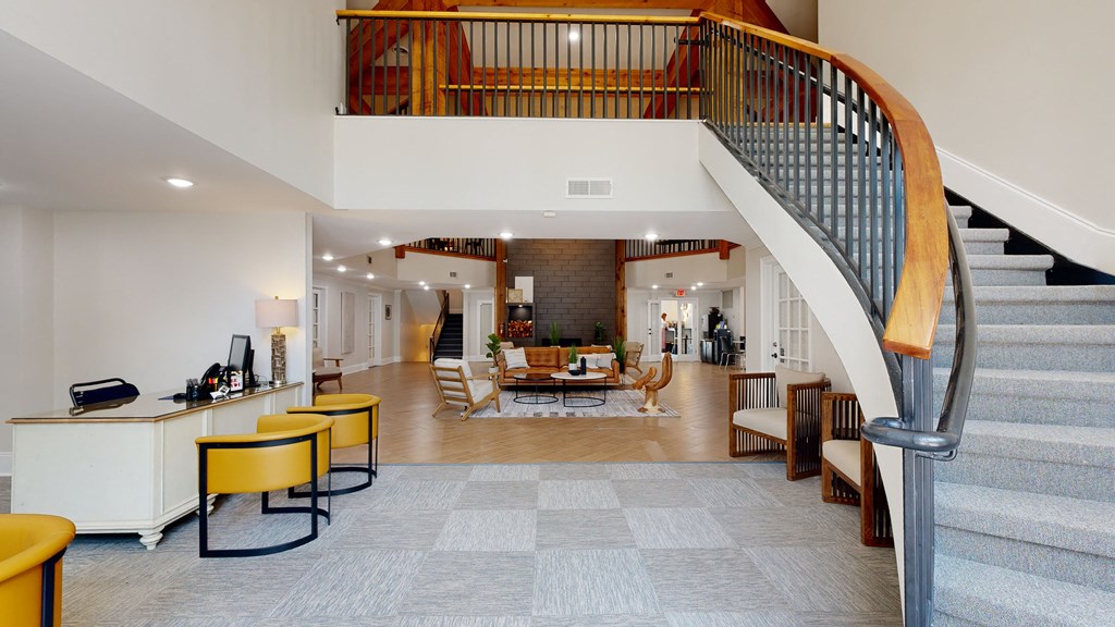 a view of the clubhouse at the bradley braddock road station apartments at Vinings RiverVue Apartments, Atlanta, GA