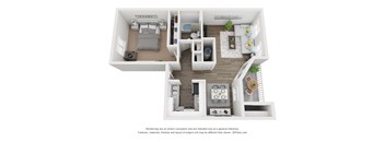 1 bed 1 bath  A3 Floor Plan at Vue on Medlock, Peachtree Corners, 30092