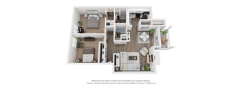 2 bed 1 bath B2 Floor Plan at Vue on Medlock, Peachtree Corners