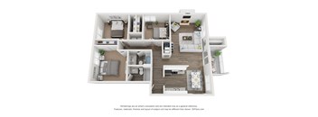 3 bed 2 bath  C1 Floor Plan at Vue on Medlock, Georgia