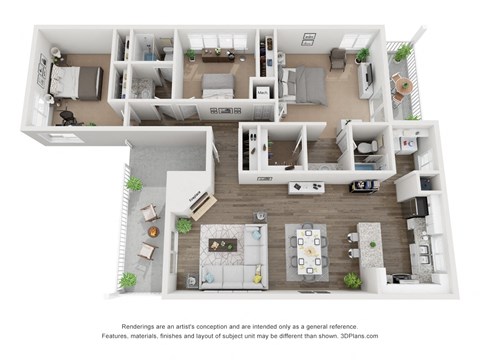 3 bed 2 bath C2 Floor Plan at Vue on Medlock, Georgia, 30092