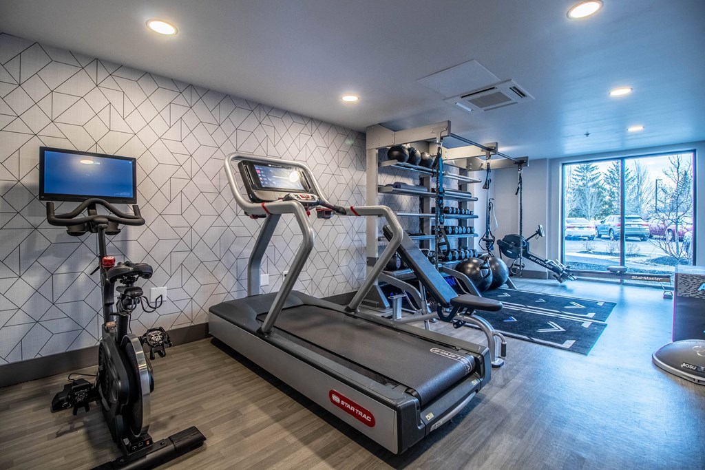 Cardio Machines In Gym at Latitude at South Portland Apartment, Maine, 04106