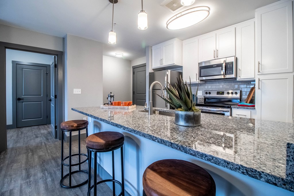 Gourmet Kitchen With Island at Latitude at South Portland Apartment, Maine, 04106