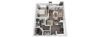 1 bedroom 1 bathroom The Alliance Floor Plan at Crest at Midtown, Atlanta