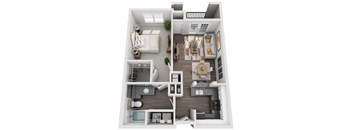 1 bedroom 1 bathroom The Atlantic Floor Plan at Crest at Midtown, Georgia