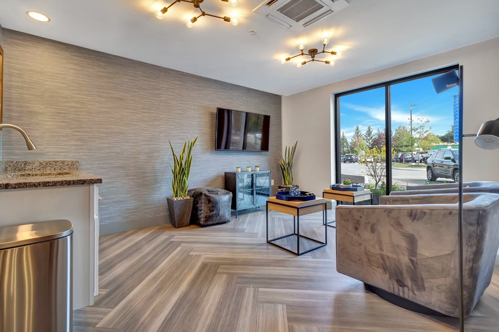 Luxurious Living Space With TV at Latitude at South Portland Apartment, Maine, 04106