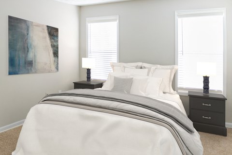 Bedroom with night stands at Twin Springs Apartments, Norcross, GA