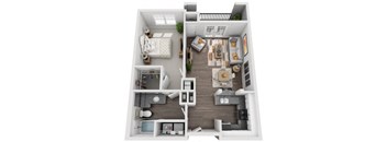 1 bedroom 1 bathroom The Beltline Floor Plan at Crest at Midtown, Atlanta, GA, 30308