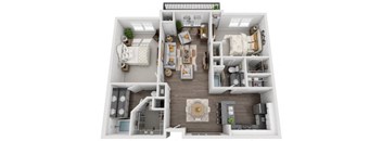 2 bedroom 2 bathroom The Centennial Floor Plan at Crest at Midtown, Atlanta, GA