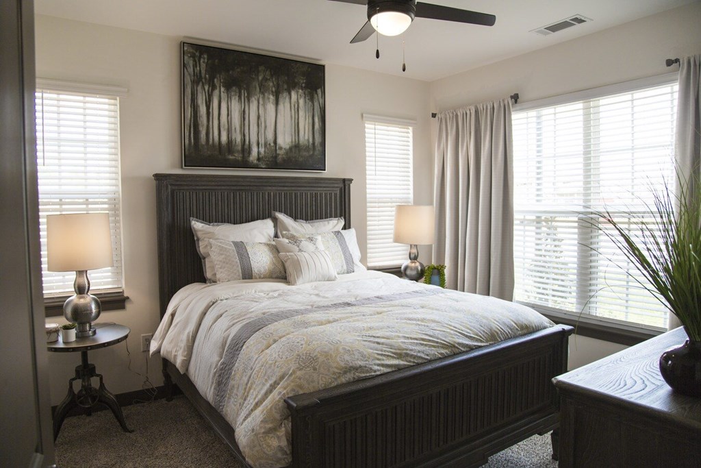 Bedroom With Ceiling Fan at Century Belmont Station, Kentucky