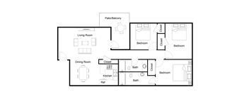 this floor plan is an approximation of our 1 bedroom floor plan