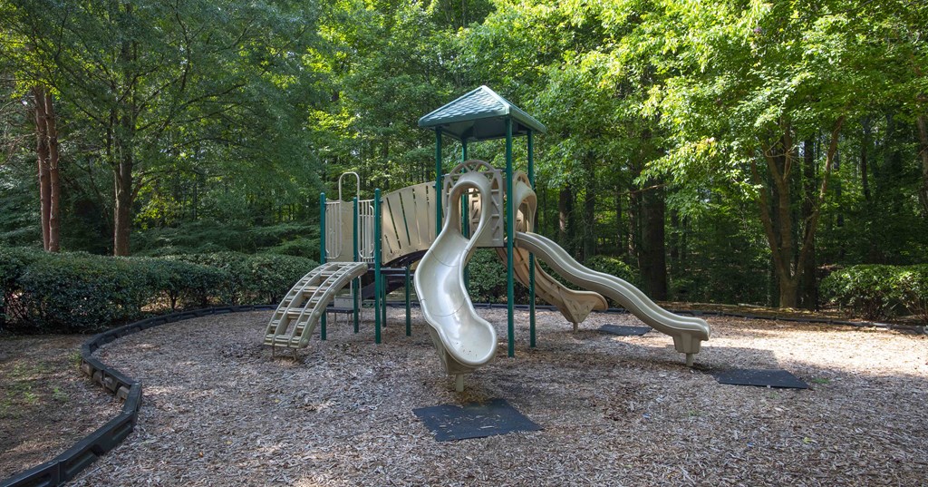 a playground with slides in a park