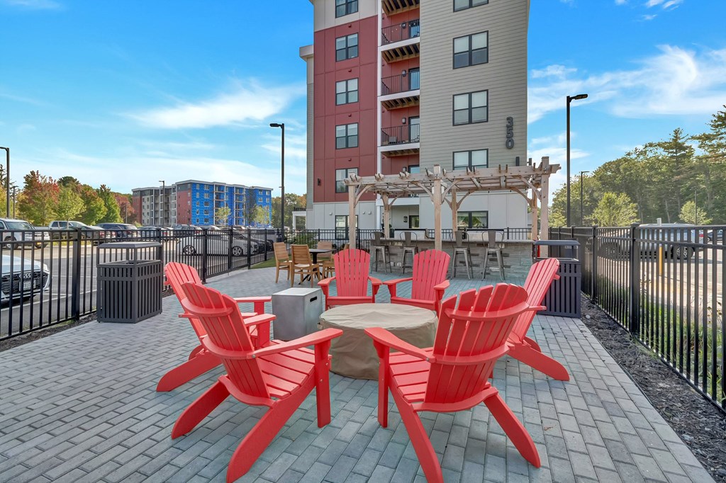 Cozy Resident Fire Pit Area at Latitude at South Portland Apartment, Maine, 04106