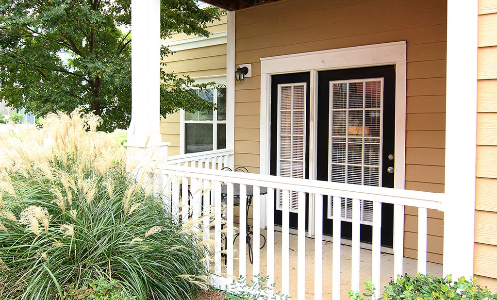 Patio with doors at the Haven at Reed Creek Apartments Martinez, GA