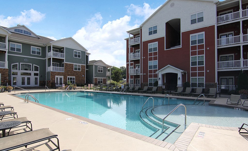 Spacious pool with sundeck at the Haven at Reed Creek Martinez, GA