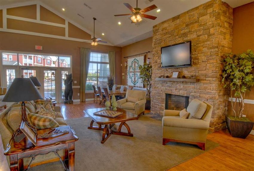 Spacious club house with tv and furniture at the Haven at Knob Creek Apartments, Johnson City, TN - Photo Gallery