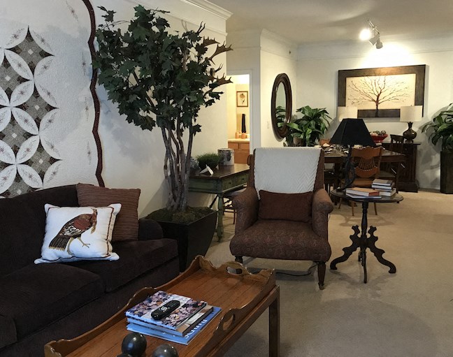 Living room with couch and dinning table at the Haven at Knob Creek Apartments Johnson City, TN