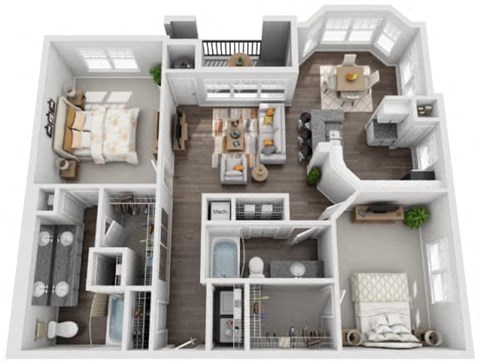2 bedroom 2 bathroom The Metropolitan Floor Plan at Crest at Midtown, Atlanta, 30308