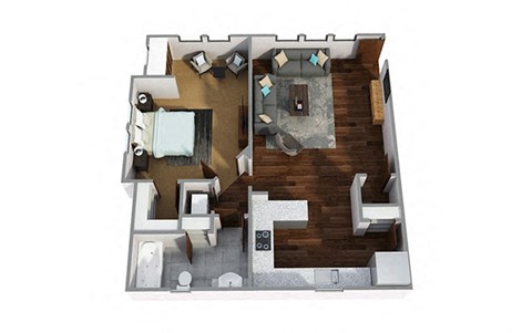 1 Bedroom B 1 Bath Floor Plan at Century Town Center, Gainesville, FL