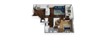 1 Bedroom C 1 Bath Floor Plan at Century Town Center, Gainesville, 32607