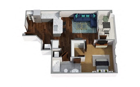1 Bedroom C 1 Bath Floor Plan at Century Town Center, Gainesville, 32607
