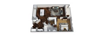 1 Bedroom D 1 Bath Floor Plan at Century Town Center, Gainesville, Florida
